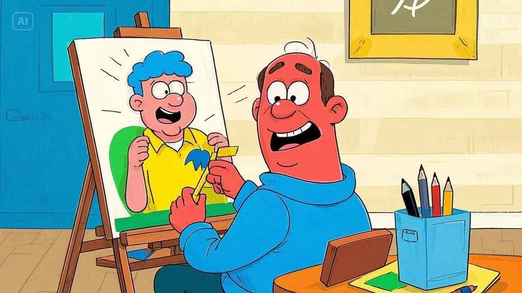 cartoon man drawing